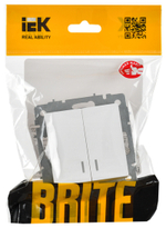 BRITE Выключатель 2-клавишный с индикацией 10А ВС10-2-1-БрАБ арктический белый IEK
