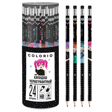 Карандаш ч/гр пластиковый "Девочки" с ластиком НВ