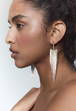 STRADIVARIUS Каскадные серьги с цепочкой и стразами, золотой