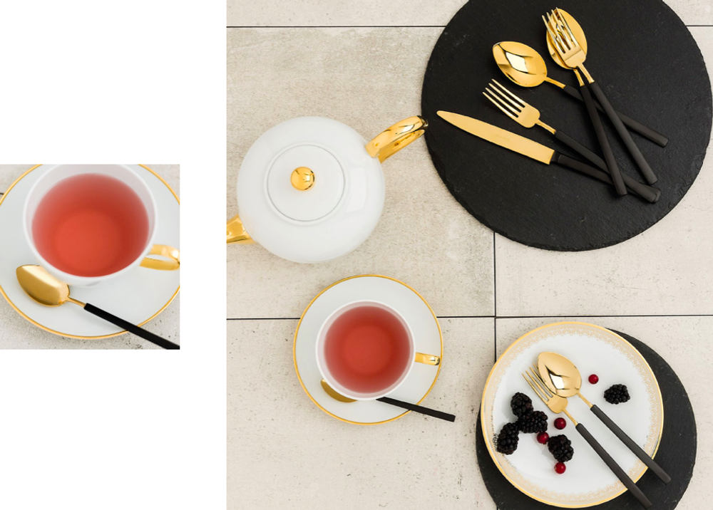Набор столовых приборов на 6 персон 24 прибора Herdmar Vogue Mat Gold