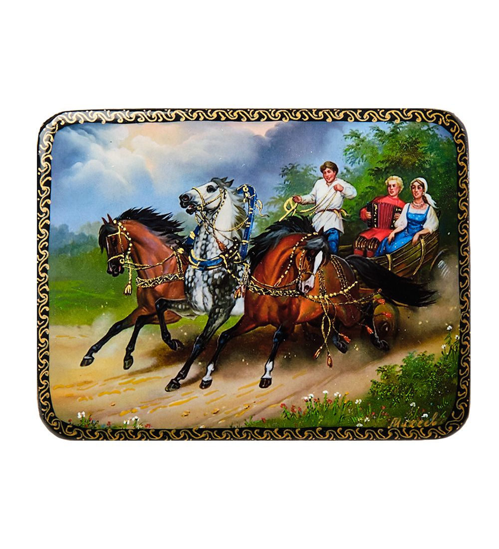 Народные промыслы ШК-19/15-E Шкатулка в технике декупаж «Тройка» (10х8х3,5)