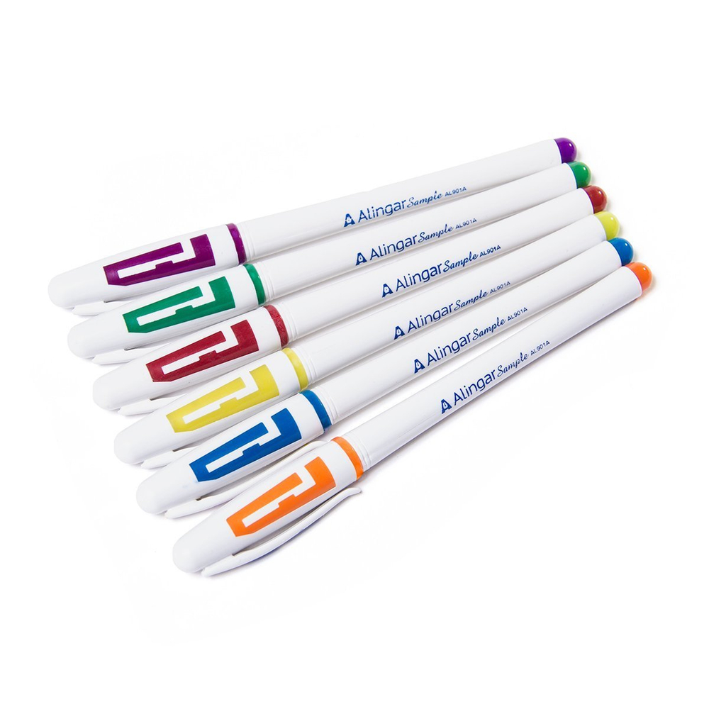 Набор гелевых ручек Alingar, 6 цветов, 0,55мм, резиновый грип, белый, круглый пластиковый корпус, ПВХ чехол, европодвес