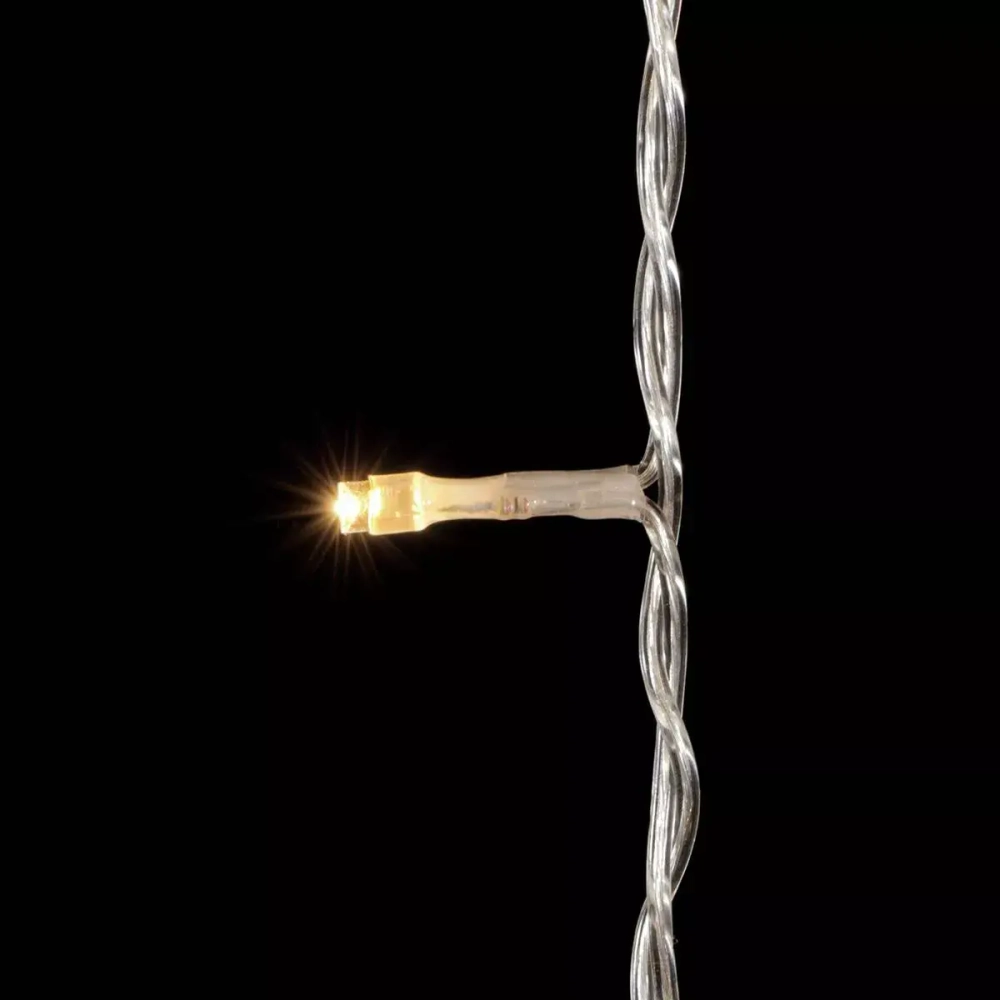 Гирлянда Занавес с Колпачком 2*2 м., Тепло-Белый с мерцанием белого диода 220В., 400 LED, Провод Прозрачный ПВХ, IP65, Laitcom (PCL402BLWCAP-10-2WW)