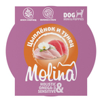 Ламистер для взрослых собак мини-пород Molina цыпленок и тунец в желе, 75 г 12 шт