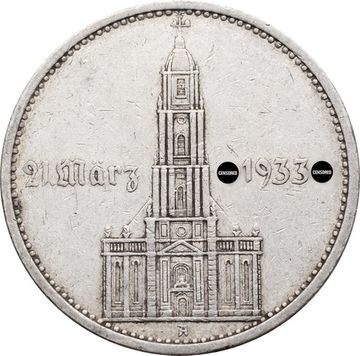 5 рейхсмарок 1934 Германия (Третий Рейх) "A" «Годовщина нацистского режима — Гарнизонная церковь в Постдаме»