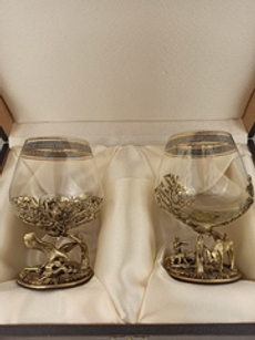 Набор из 2-х бокалов для коньяка "Охота на лося" и "Орлиная охота" (подарочный футляр)