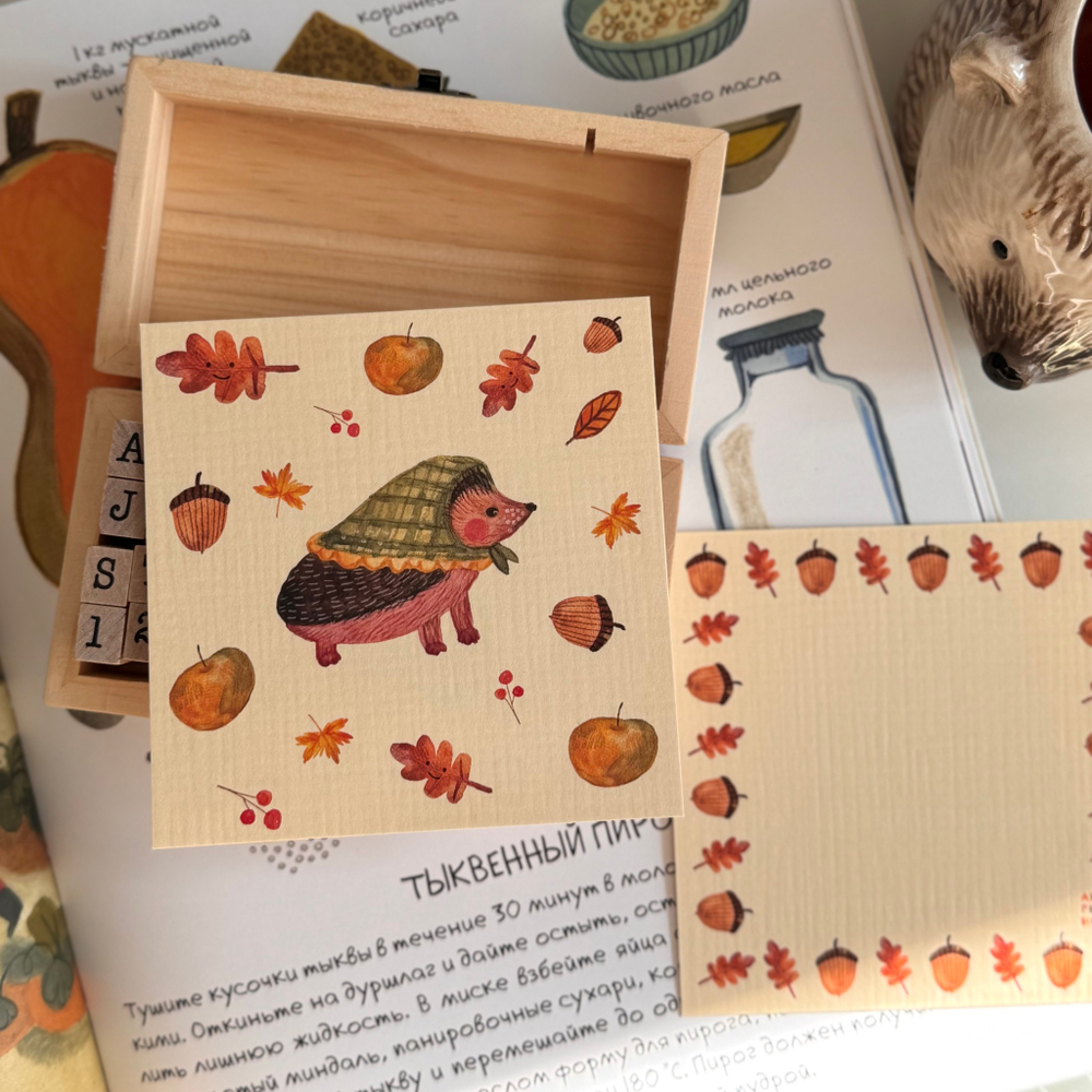 открытка "ёжик в косынке"