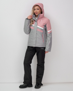 Горнолыжный костюм женский зимний серого цвета 02808Sr