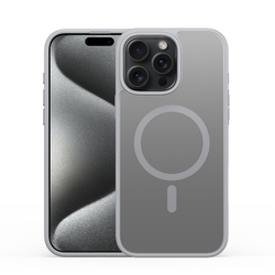 Прозрачный матовый чехол с серыми рамками и с MagSafe от Dux Ducis для iPhone 15 Pro Max, серия Yind Series Case