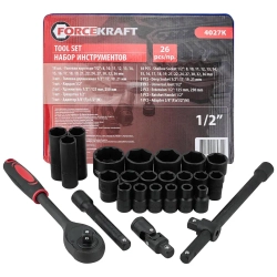 Набор инструментов 26пр. 1/2''(6гр.) FORCEKRAFT FK-4027-K