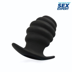 Черный рельефный анальный стимулятор-тоннель - 7 см. (Цвет: черный)