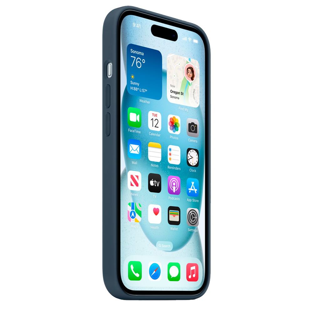 Силиконовый чехол с поддержкой MagSafe Apple Silicone Case для iPhone 15 Plus, Storm Blue (Штормовое небо)