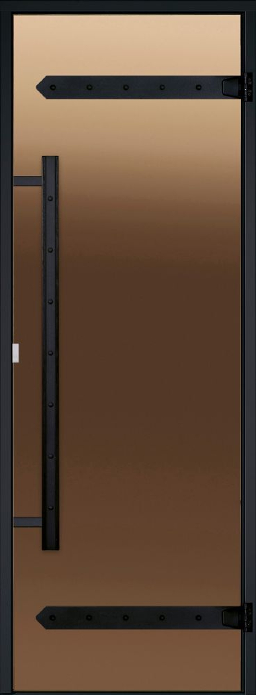 HARVIA Двери стеклянные LEGEND 8/19 черная коробка алюминий, стекло бронза, арт. DA81901L