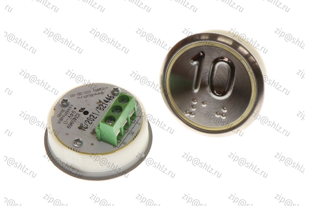 Кнопка (кнопочный модуль) EA2406S-D-R &quot;10 этаж&quot;, круглая, динамическая красная подсветка, Брайль
