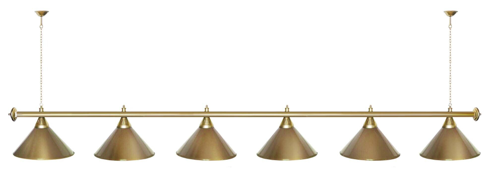 Лампа STARTBILLIARDS 6 пл. (плафоны зеленые,штанга зеленая,фурнитура золото)