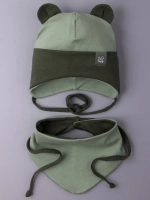 Шапка для мальчика осенняя с ушками и снуд
