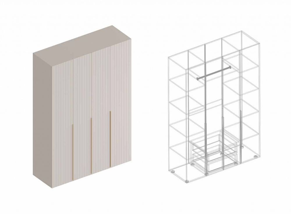 Шкаф 4-ств для одежды "Тефия" 1400 (Софт сантьяго/Тефия), МФ Велес, г. Туймазы