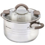 Кастрюля нерж, 3.9 л, с крыш, крышка стекло, Daniks, Нара, GS-01413HY-20CA-2, серебр, индукц