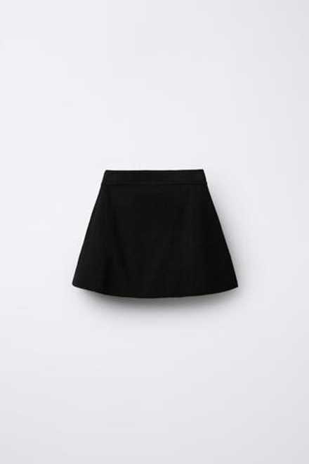 ZARA ТРИКОТАЖНАЯ ЮБКА С БАНТАМИ, ЧЕРНЫЙ