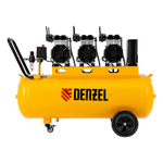 Компрессор безмасляный, малошумный DLS 3300/100, 3300 Вт,3x1100, 100 л, 570 л/мин ,блок управления Denzel