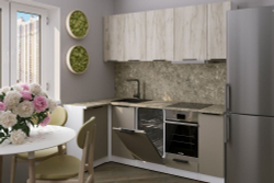 Кухонный гарнитур Альба прайм 2 400 1100х2000 мм, каркас ЛДСП, фасад ЛДСП, Белый/Дуб браун/Мокко