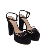 Кожаные босоножки на каблуке Elisabetta Franchi - черный(SA17L37E2)