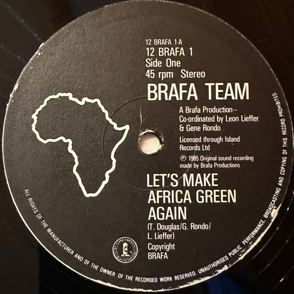Brafa Team ‎– Let's Make Africa Green Again (Англия 1985г.) 12", 45 RPM