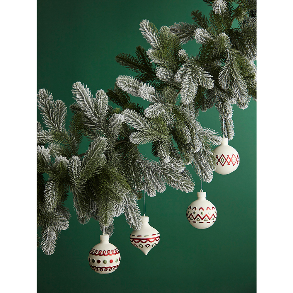 Набор елочных украшений с подсветкой 4шт Tkano Festive embroidey New Year Essential