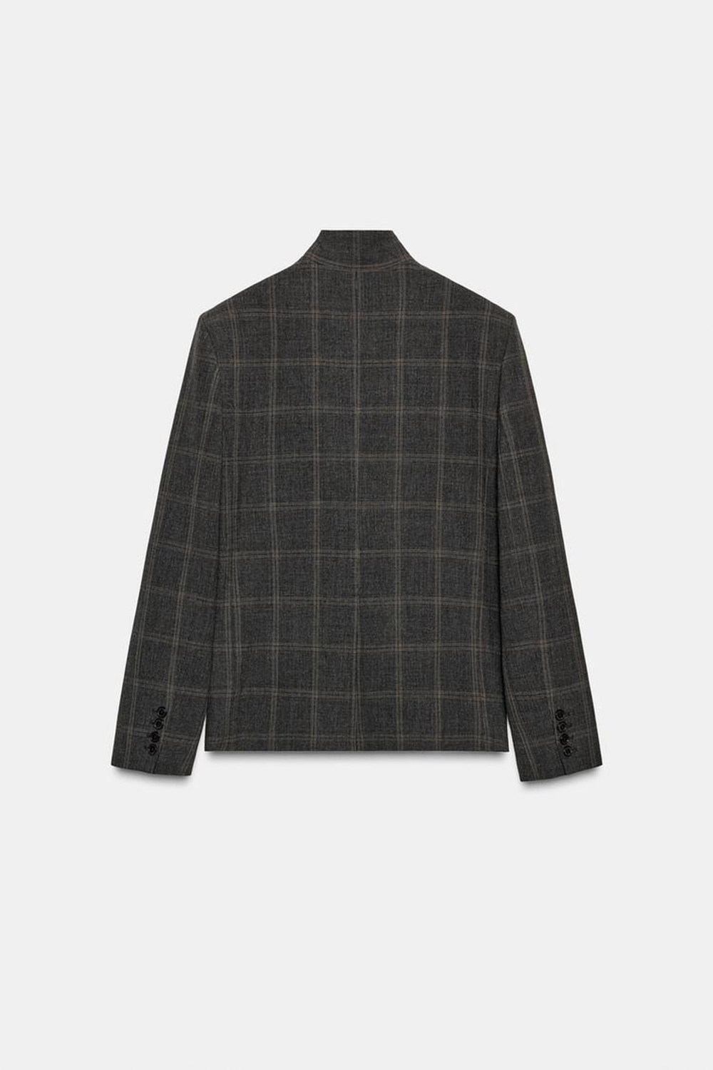 ZARA БЛЕЙЗЕР В КЛЕТКУ — ZW COLLECTION LIMITED EDITION, СЕРЫЙ МЕЛАНЖ