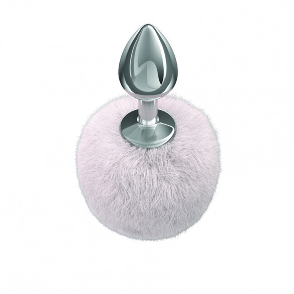 Анальная пробка с хвостом Diamond Twinkle White (Цвет: серебряный с белым)