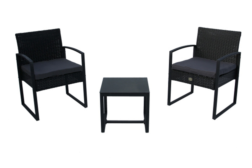 Набор мебели Garden Story Фрост 1 уп. (стол+2 кресла ротанг черный, подушки серые)