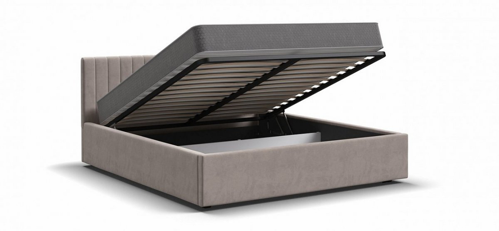 Ронда Кровать+ПМ 160 Велюр Монолит латте