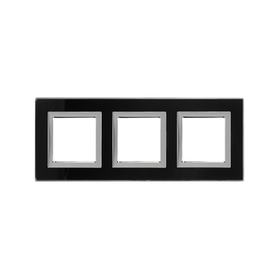 Рамка из натурального стекла, "Avanti", черная, 3 поста (6 мод.)