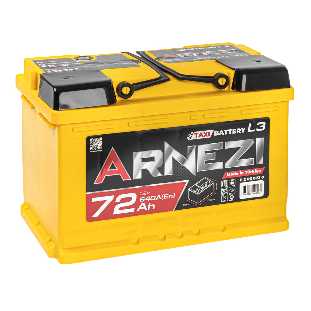 Аккумулятор ARNEZI TAXI SMF 72 А/ч обратный R+ 278x175x190 L3 EN 640 А