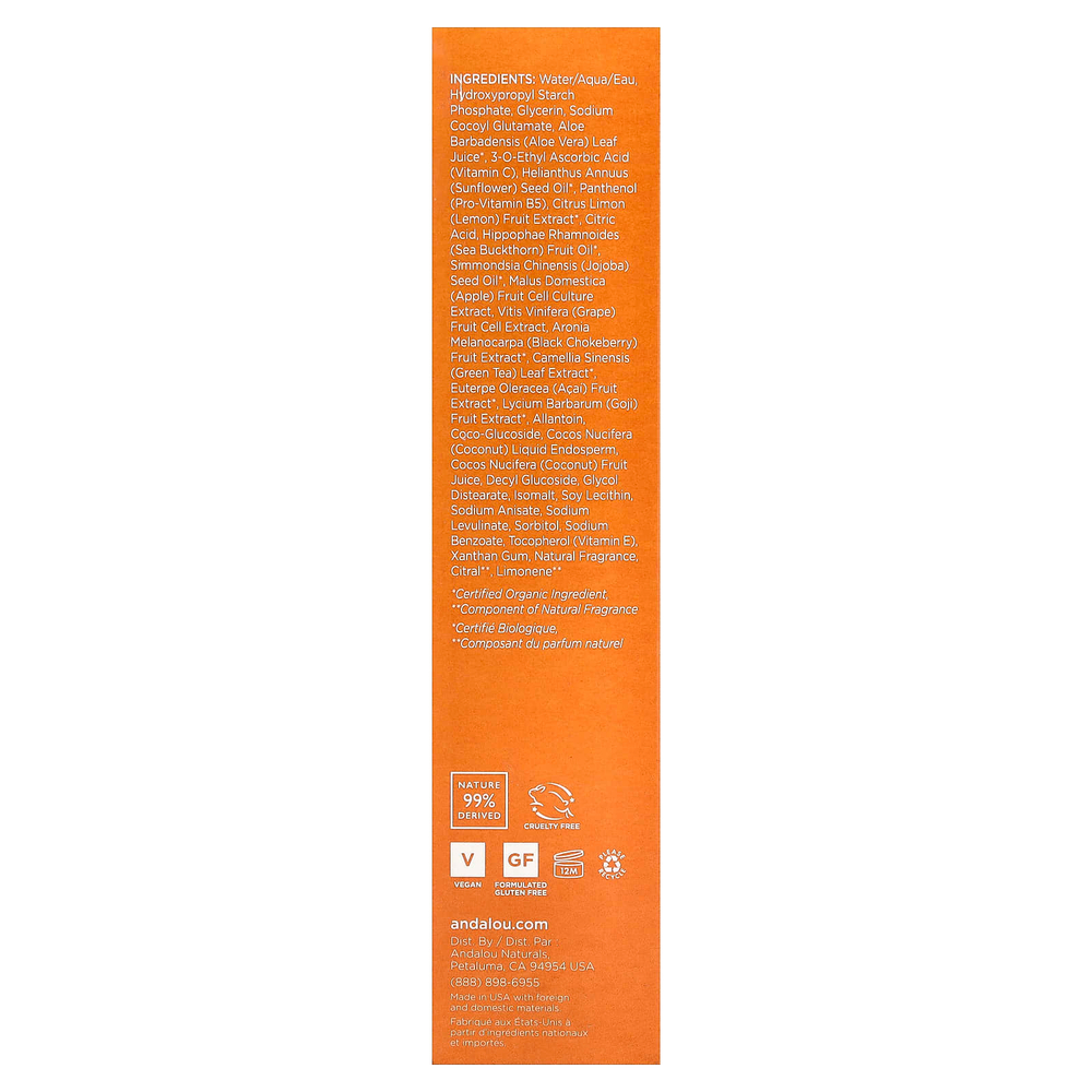 Andalou Naturals, очищающий крем-молочко с витамином C, с лимоном Мейера, улучшение цвета лица, 178 мл (6 жидк. унций)