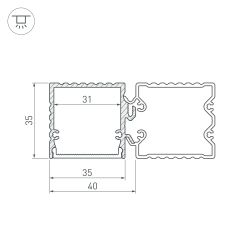 Профиль с экраном ALU-BASE-PW35S-2000 ANOD+FROST AG (Arlight, Металл) 021947