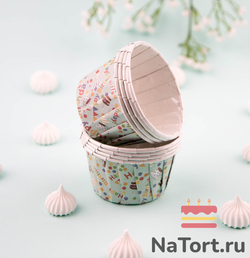 Формы бумажные с ламинацией «Маффин» 50х40 мм (День рождения) 100 шт