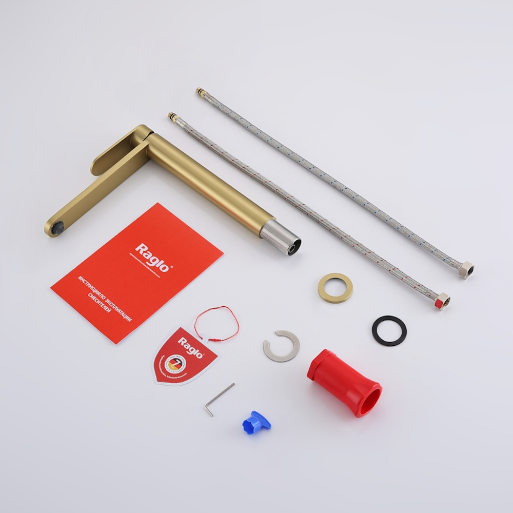 Смеситель для раковины высокий Raglo R10.15.03, золотой сатин