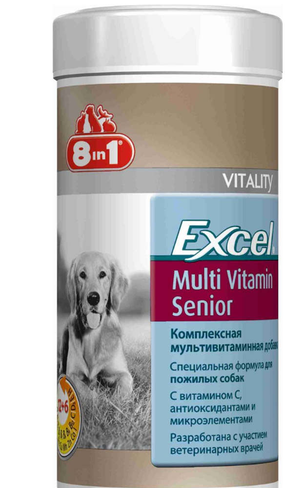8in1 Excel 70таб Multi Vitamin Senior Комплексная мультивитаминная добавка для пожилых собак