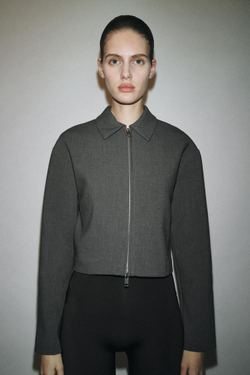 ZARA УКОРОЧЕННЫЙ ЖАКЕТ, СЕРЫЙ