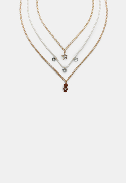 STRADIVARIUS Набор из 3 ожерелий с плюшевыми мишками, золотой