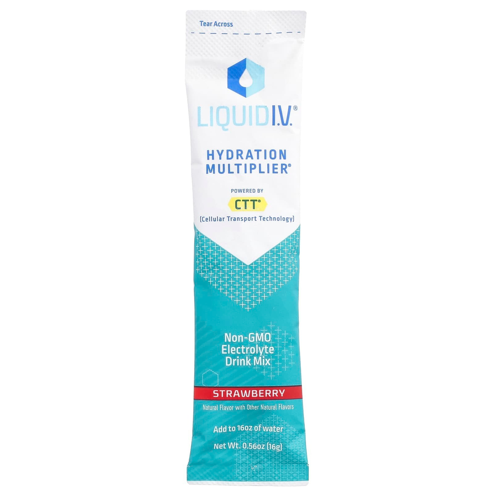 Liquid I.V., Hydration Multiplier®, смесь для приготовления электролитов, клубника, 10 пакетиков по 16 г (0,56 унции)