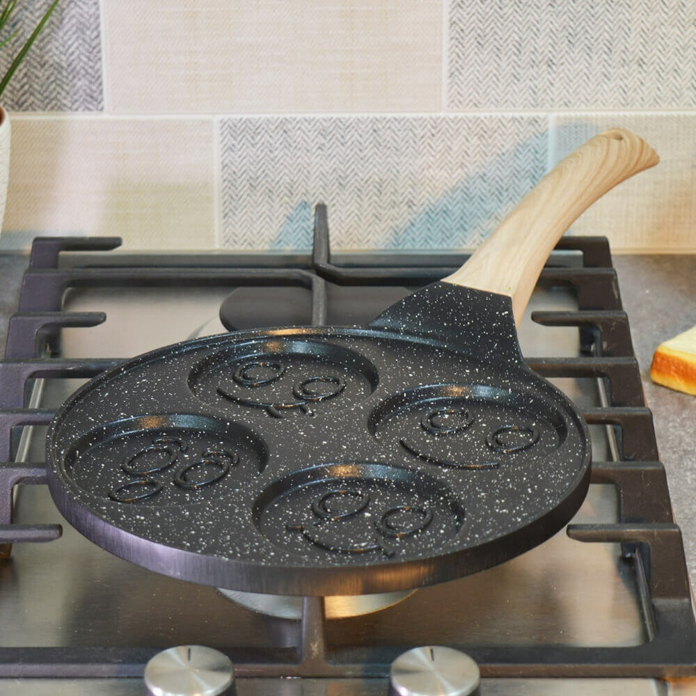 Сковорода для оладий 22см "Улыбки" с антипригарным покрытием Black Marble, индукция