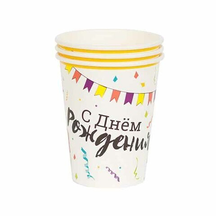 Стаканы Торт Праздничный 250мл, 6 шт