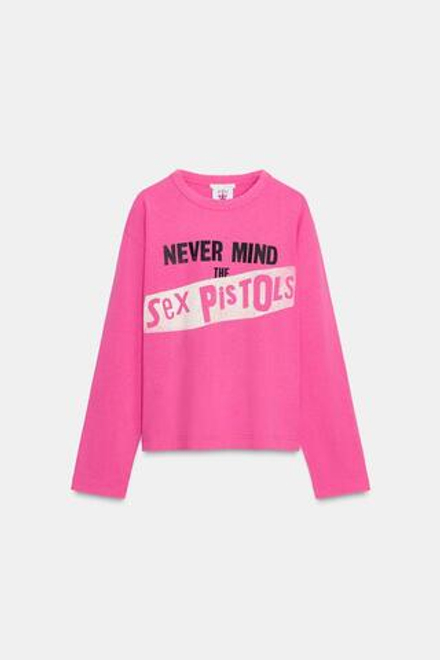 ZARA ФУТБОЛКА С ДЛИННЫМИ РУКАВАМИ SEX PISTOLS, РОЗОВЫЙ