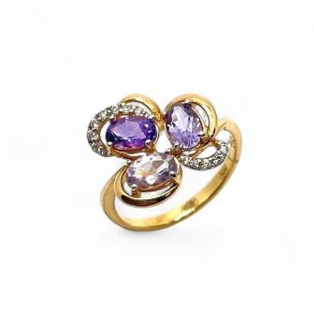 Кольцо из золота с аметистами
