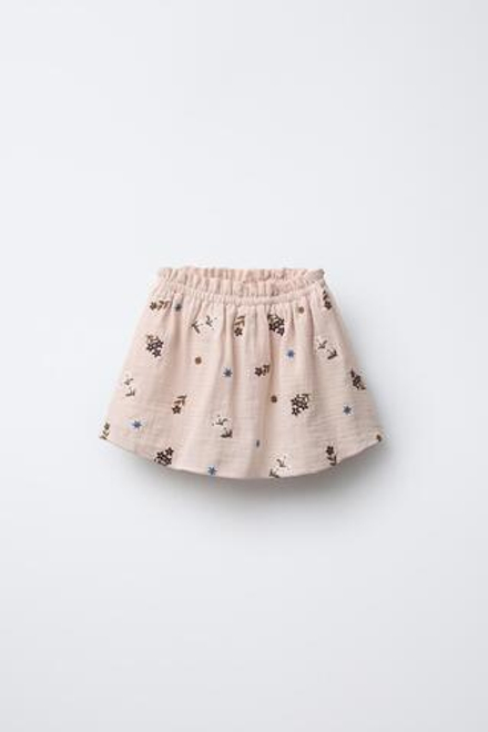 ZARA ЮБКА-ШОРТЫ С ВЫШИВКОЙ, ЦВЕТ РОЗОВОГО ДЕРЕВА
