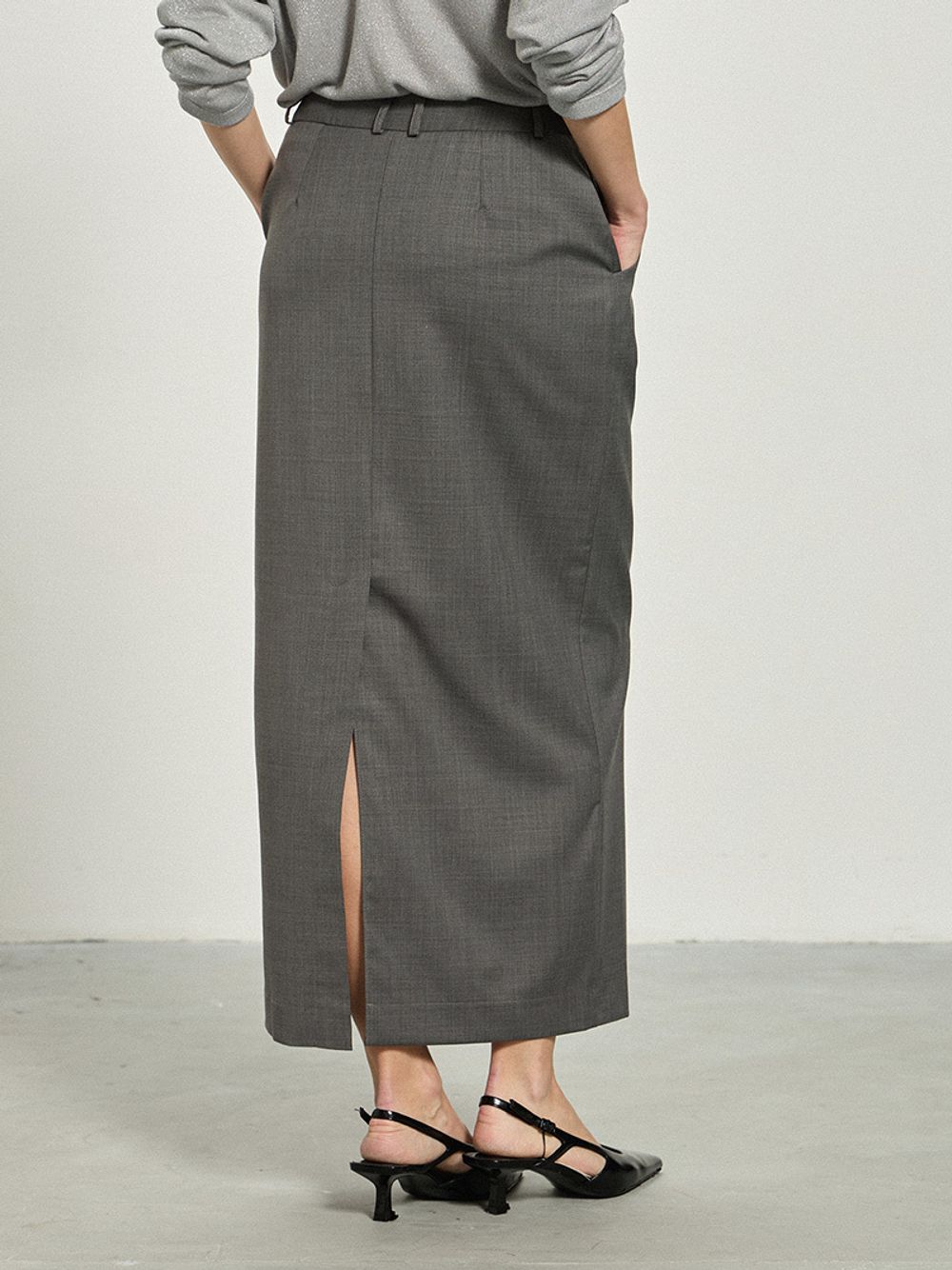 Юбка макси с гульфиком серая шерсть