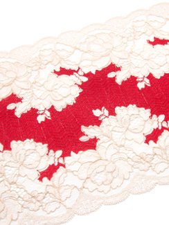 03-216 Кружево эластичное 21 см, красный / телесный