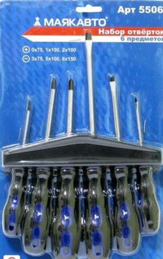 Набор отверток   6пр (3крест+3плоская) блистер МаякАвто 5506